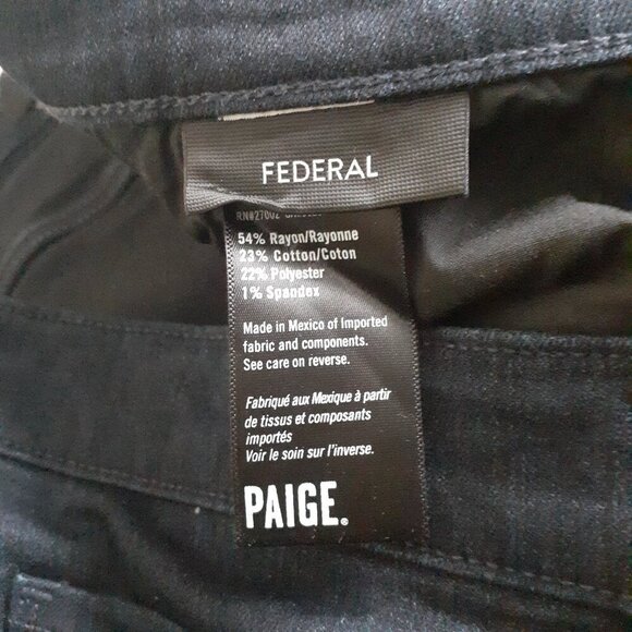 PAIGE Men's Size 44 Federal Slim Straight Leg Dark Wash Inkwell Denim Jeans - Picture 9 of 16